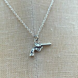 NWT Sterling Silver Plated Chain & Alloy Gun Charm Necklace